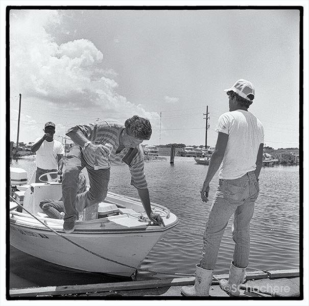 Man stepping off of boat
