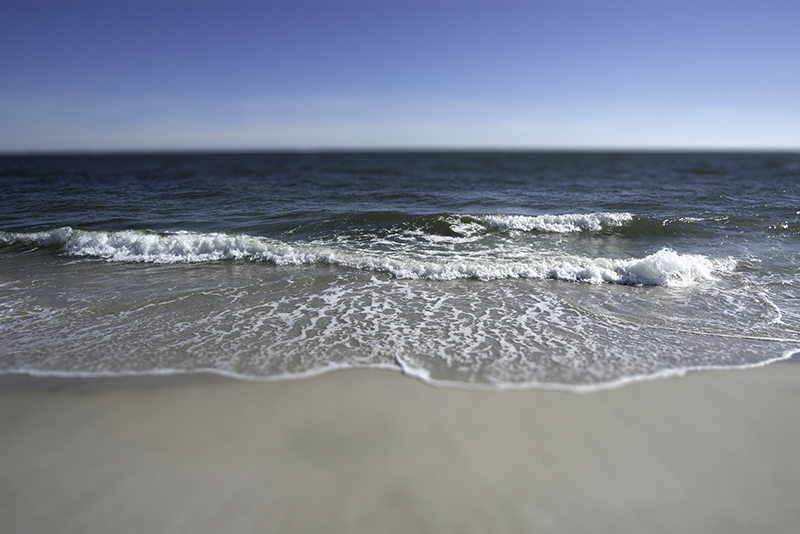 Blurred view of beach shoreline